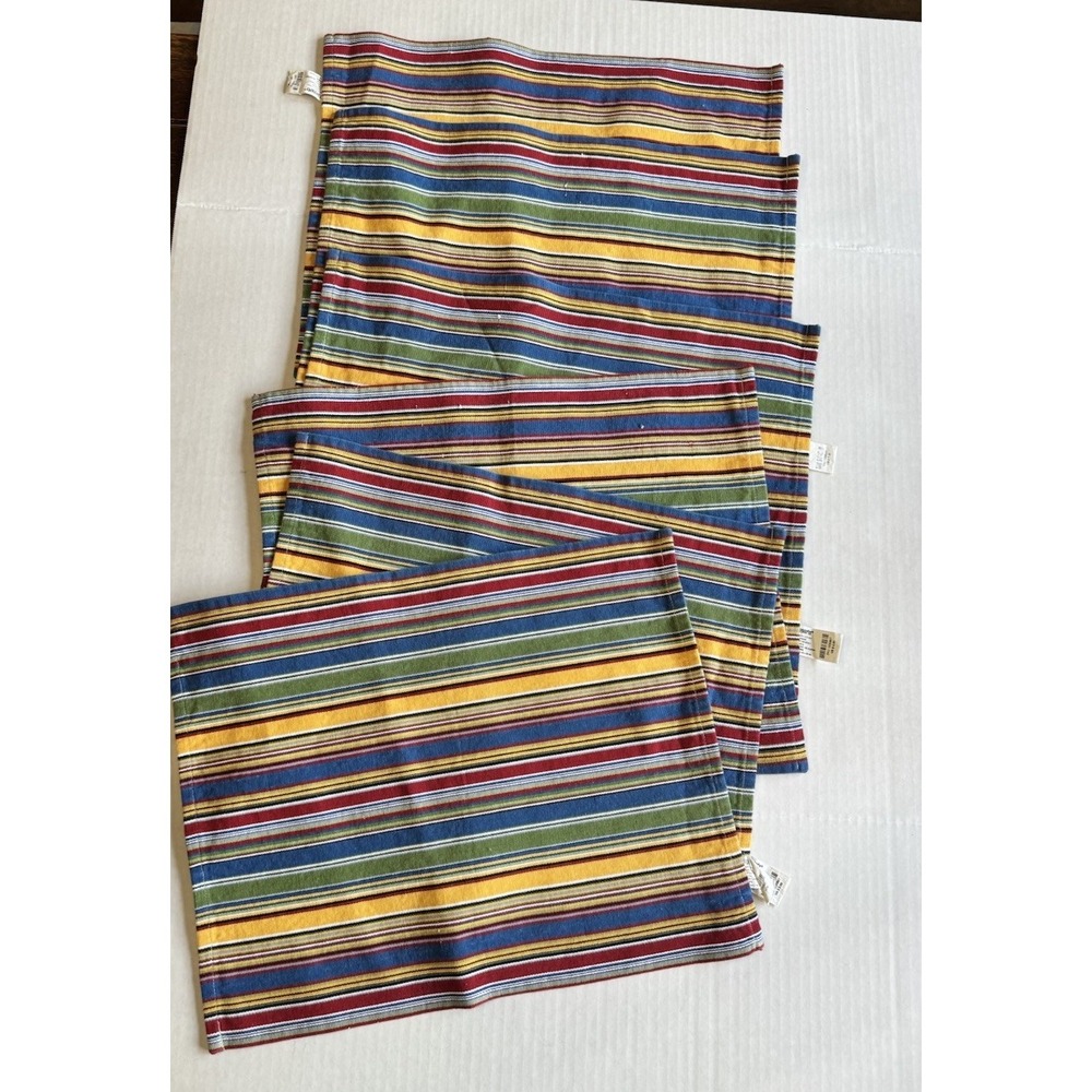 Pier 1 Imports Havanna Stripe Multicolor Cotton Placemats Set of  6 Ribbed Woven